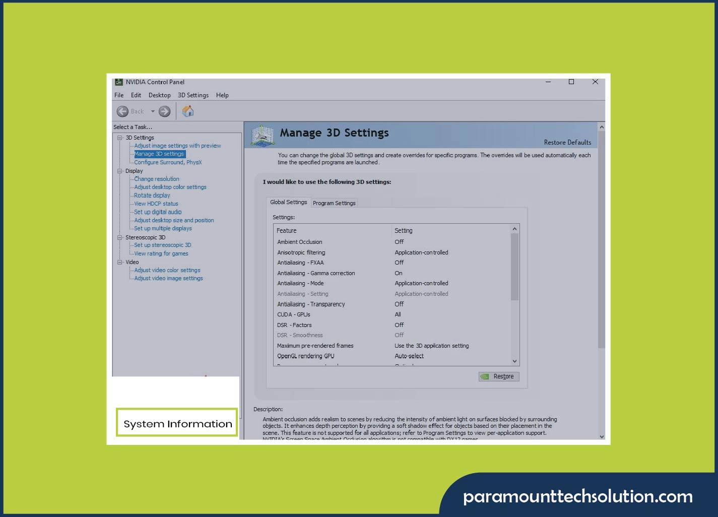 Click on System Information