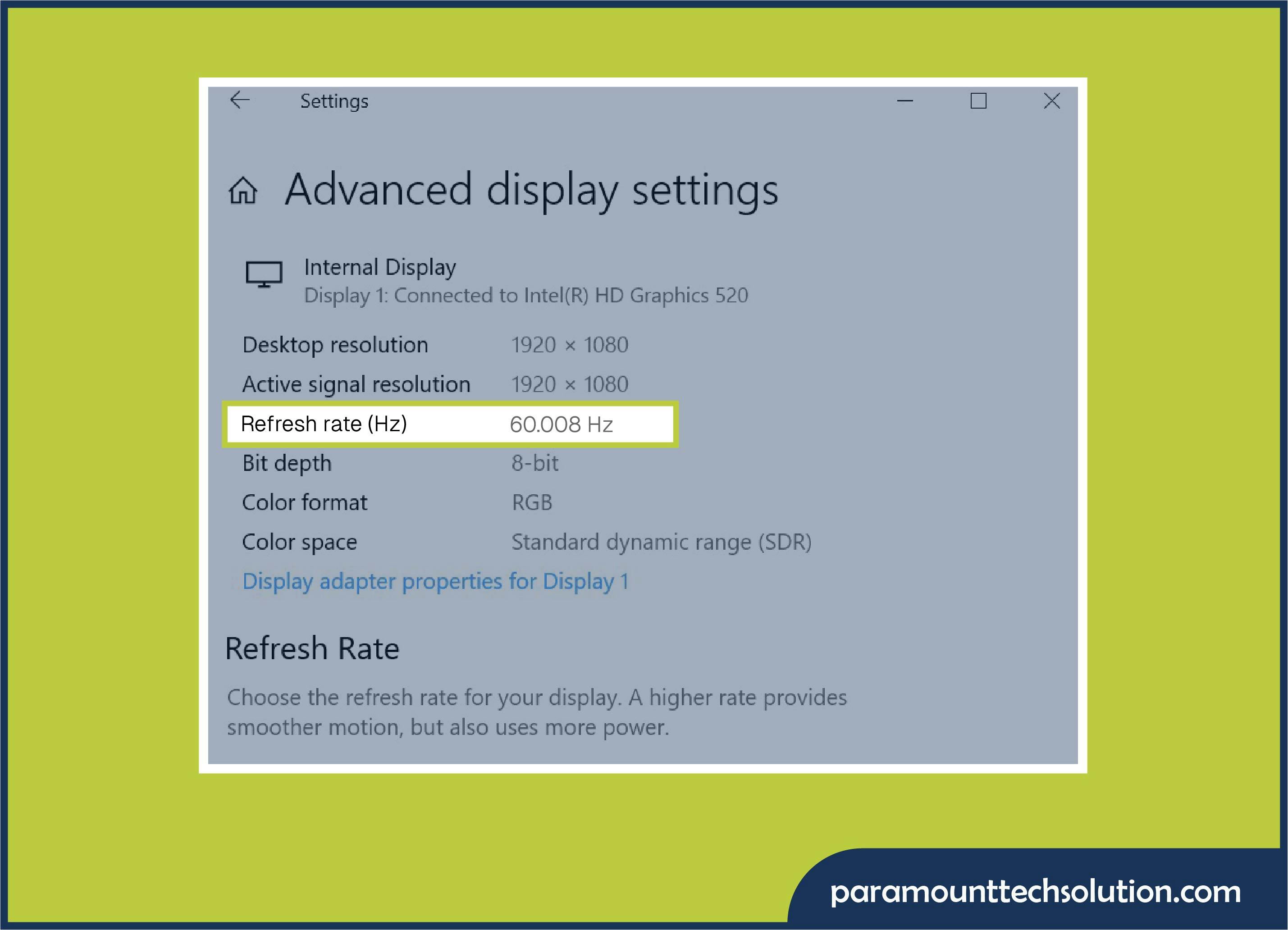 Adjust Refresh Rate in Windows Display Settings