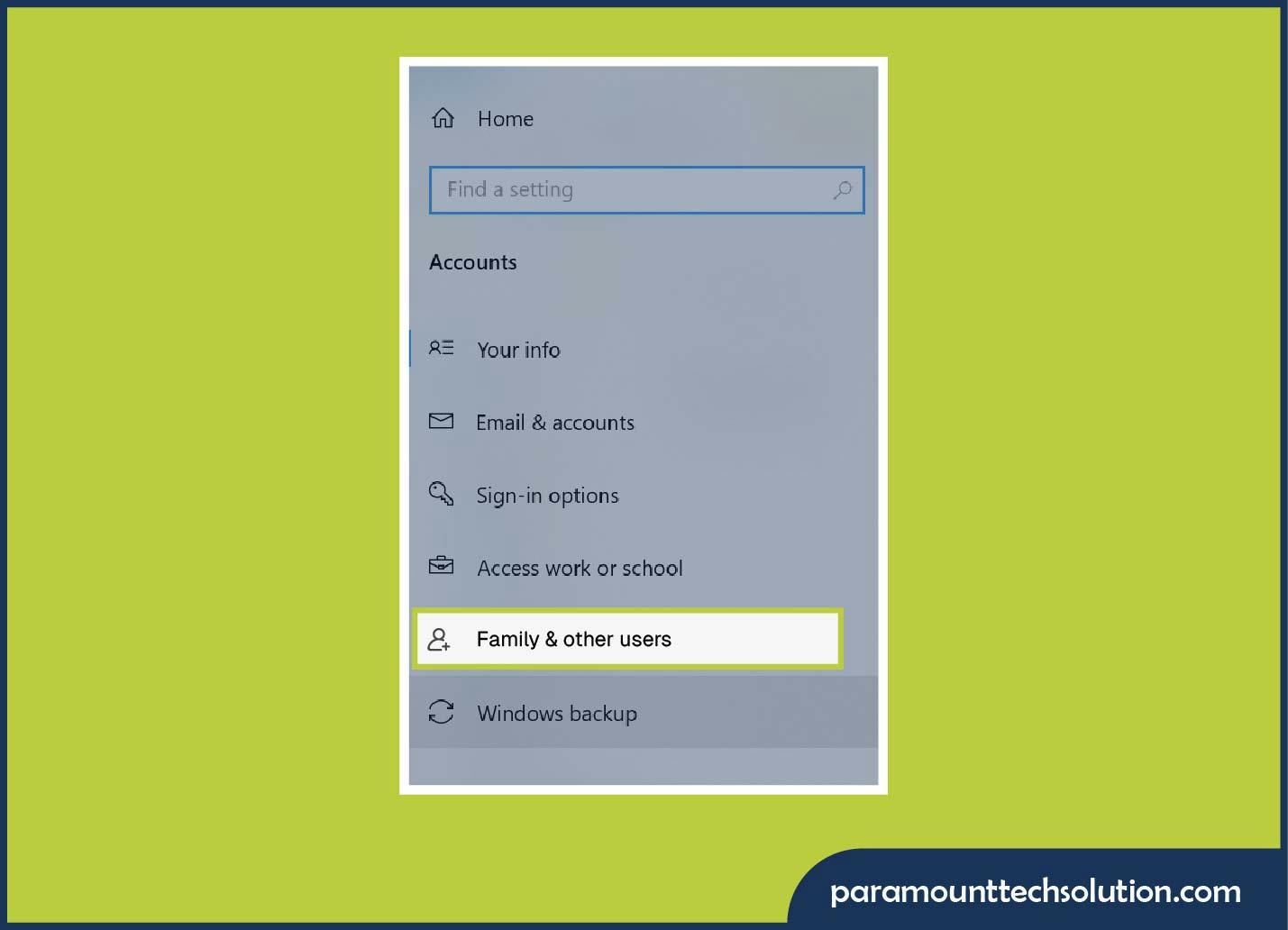 Administrator on Windows 10 in Settings
