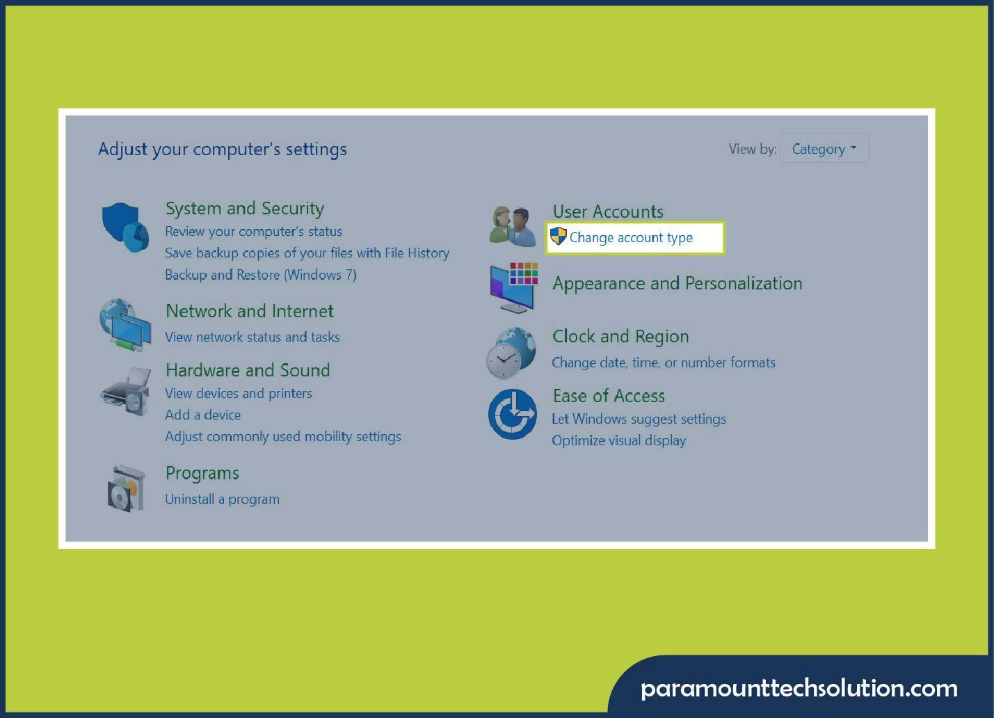 Change Administrator on Windows 10 using Control Panel
