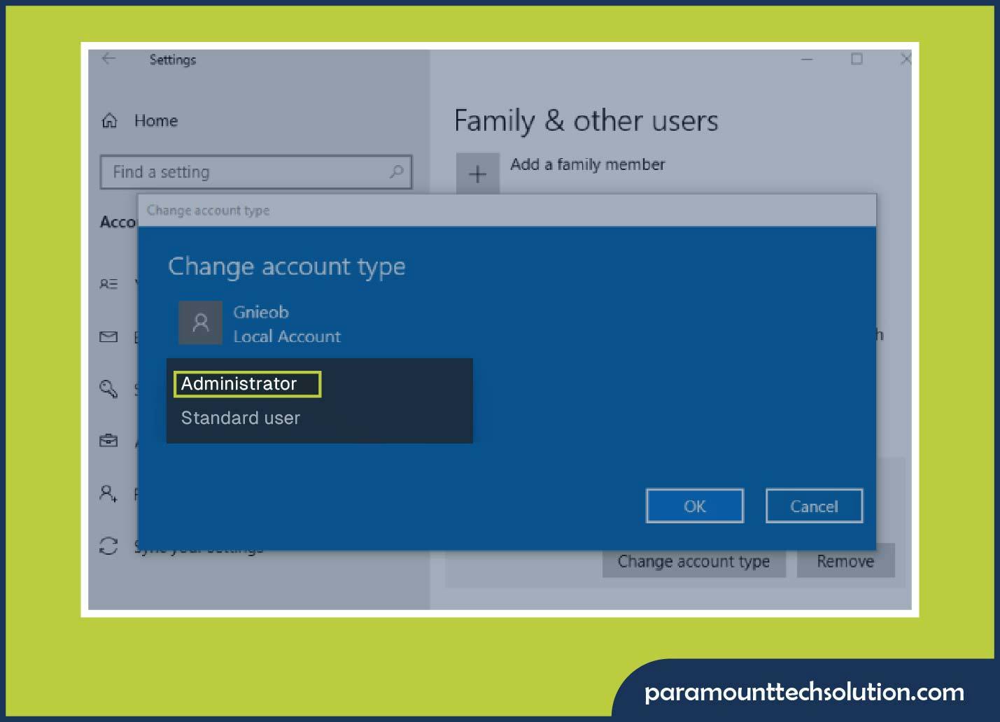 How to Change Administrator on Windows 10 in Setting