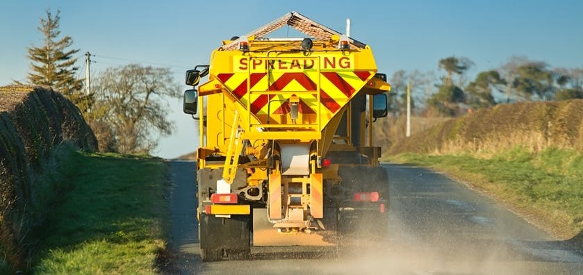 Lorry gritting roads near Gatwick Airport