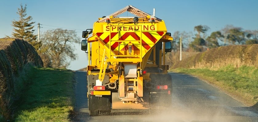 Lorry gritting roads near Gatwick Airport