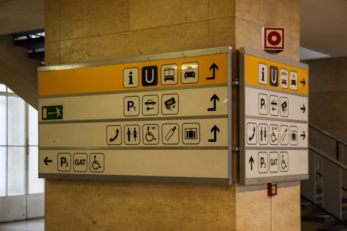 Signs in airport
