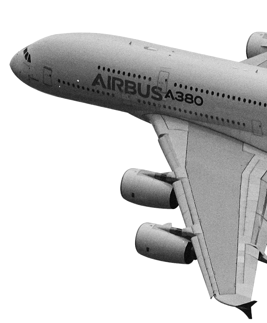 Front of airbus A380 plane