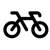 A simple black icon of a bike, on a transparent background.