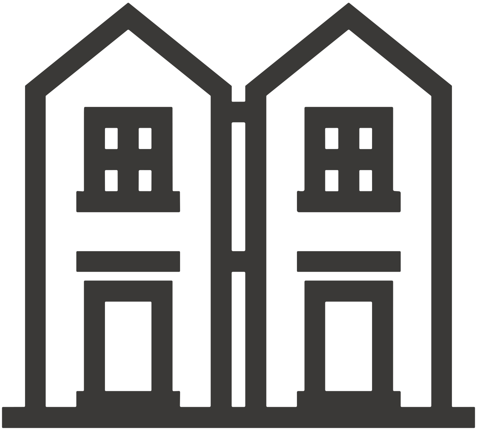 Black icon on a transparent background, representing a duplex