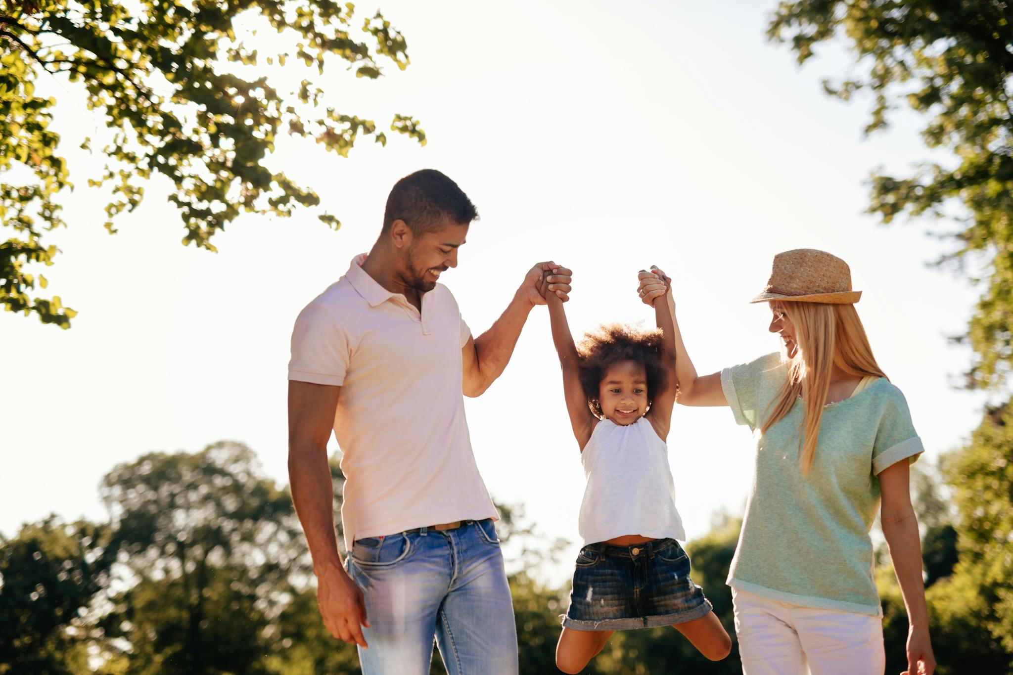 Family walking in the park