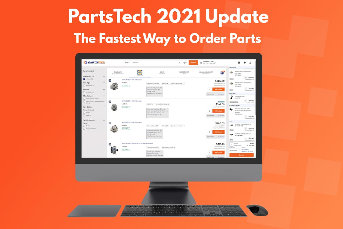 PartsTech UI on screen