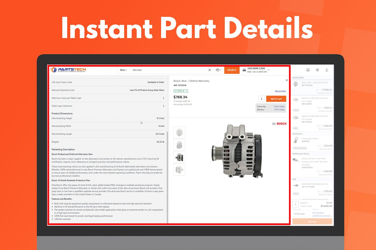 PartsTech Instant Part Details UI
