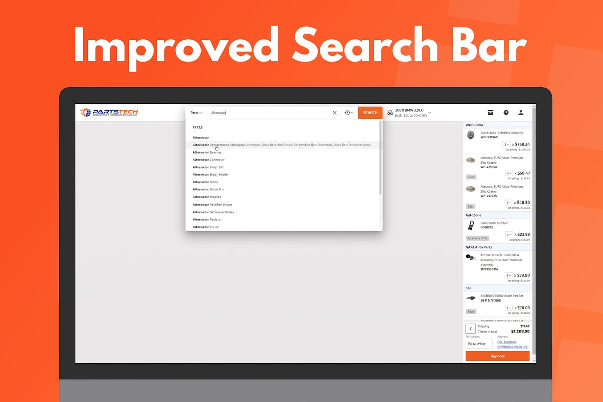 PartsTech Search Bar UI
