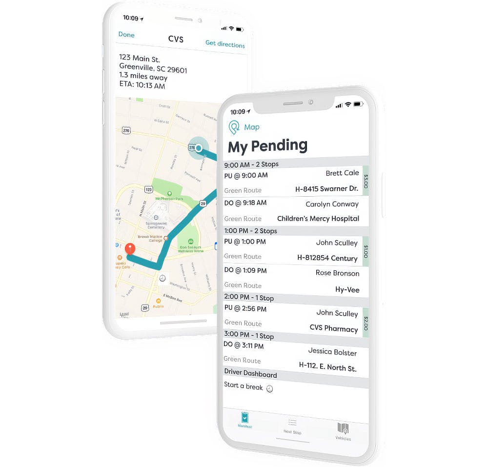 Passio driver app screenshots.