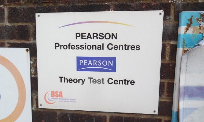 A theory test centre sign