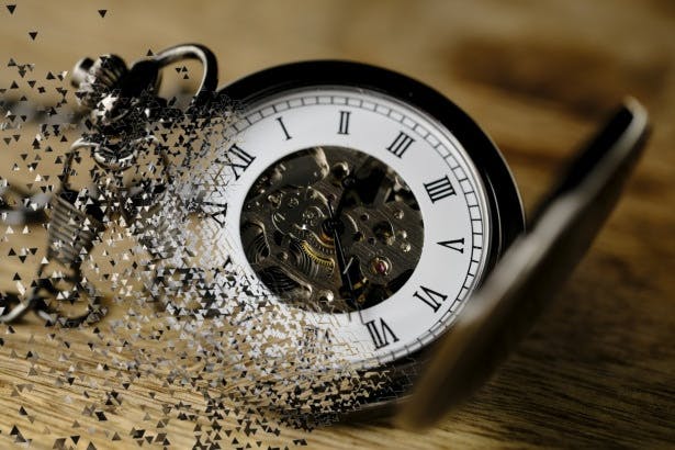 A pocket watch falling and shattering