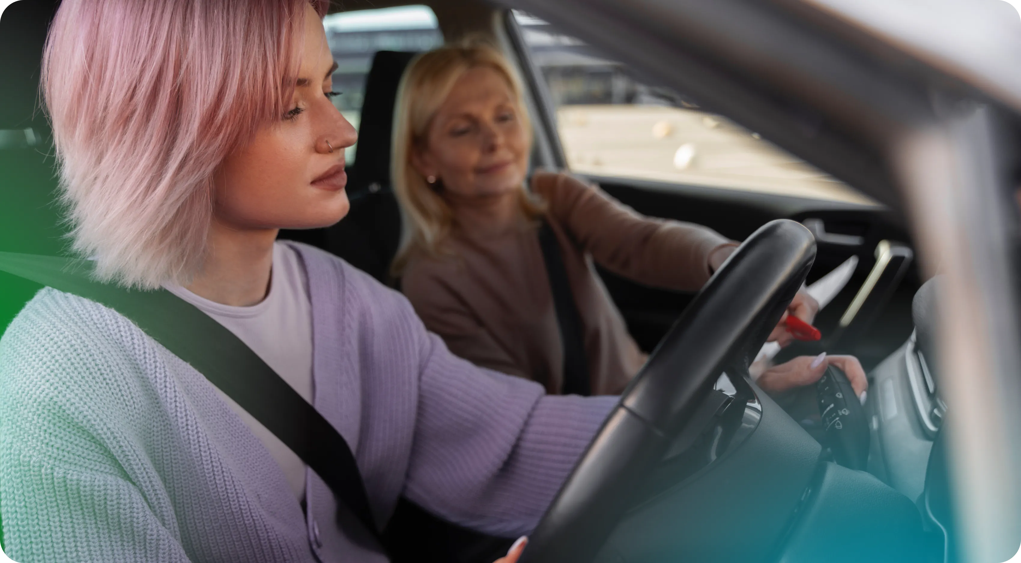 Learner having a driving lesson