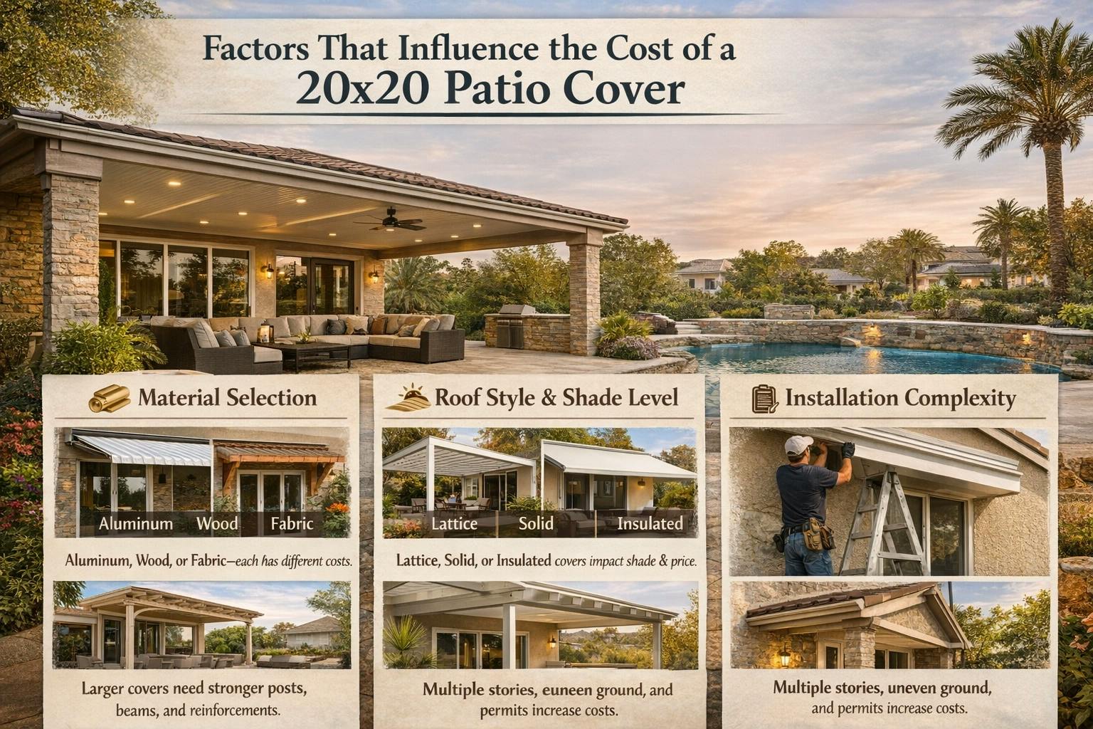 factors affecting 20x20 patio cover cost