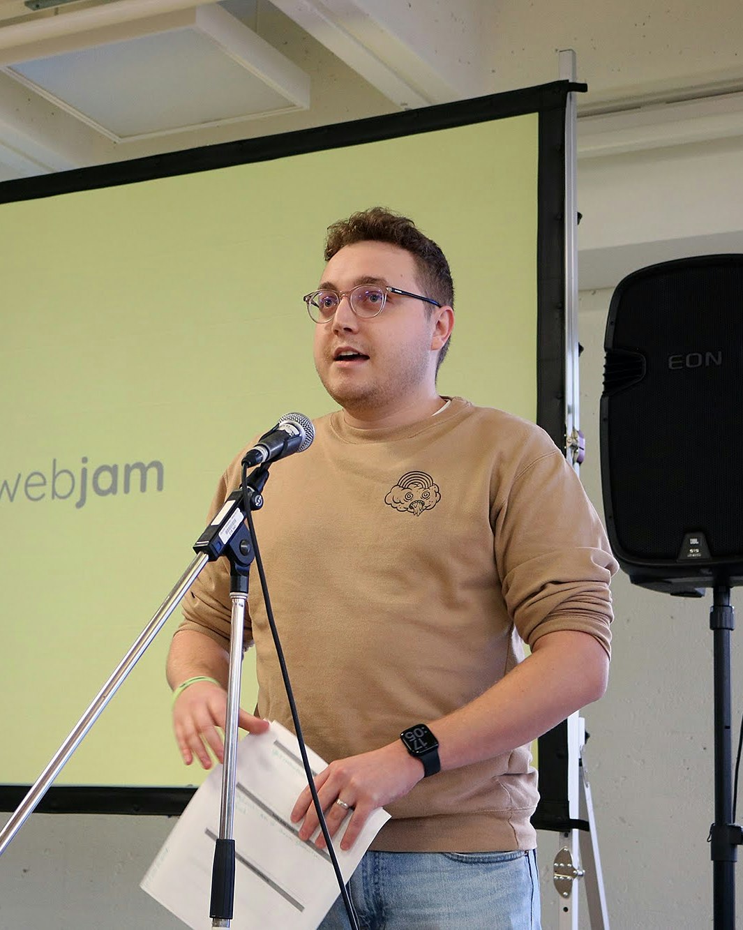 Charles Patoine à la webjam édition 2023 au Cégep Édouard-Montpetit