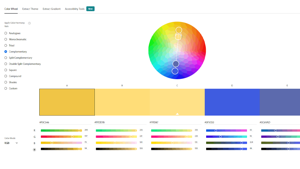 A colour wheel used to help select the best possible gradients for AP Creative's projects.