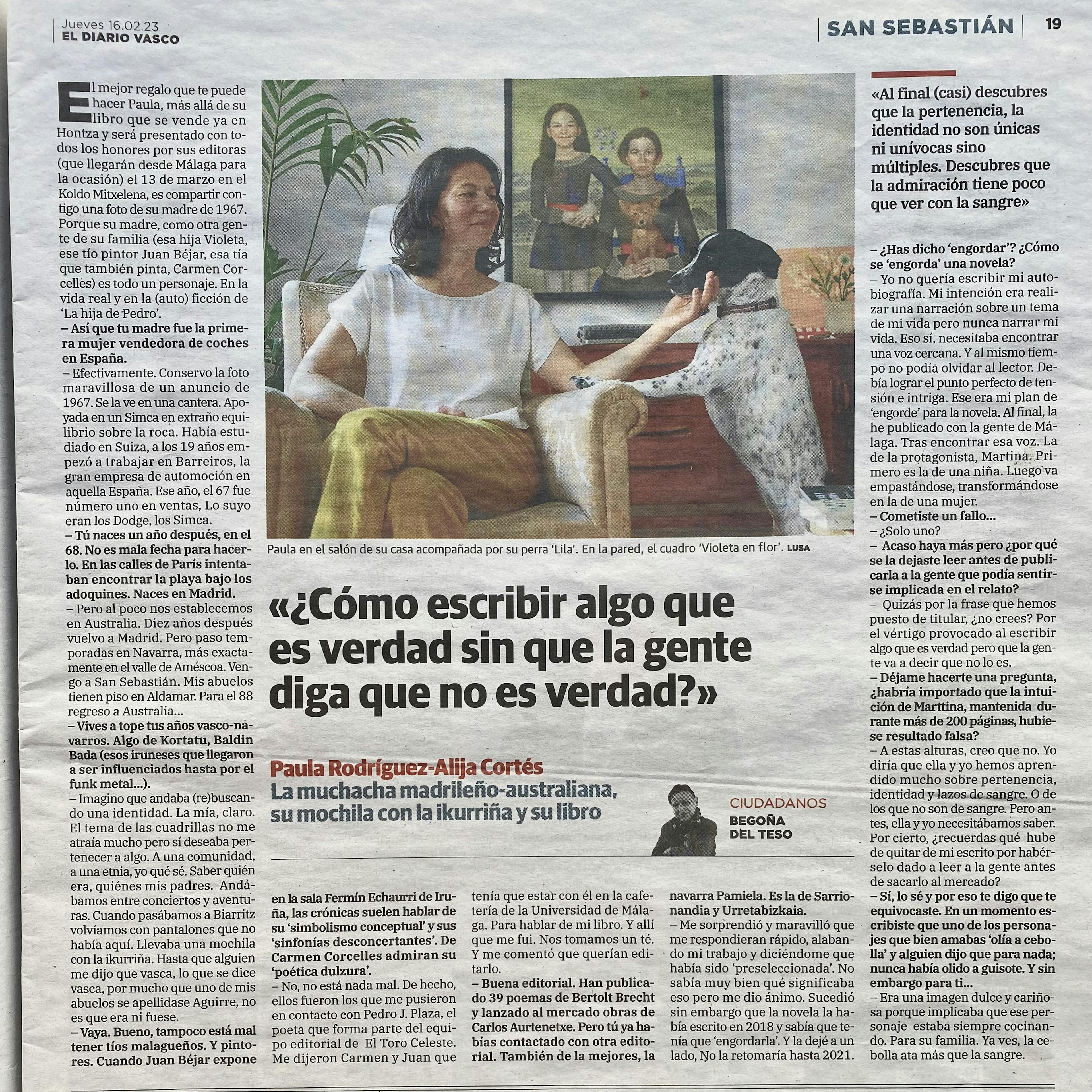 Artículo en Diario Vasco por Begoña del Teso