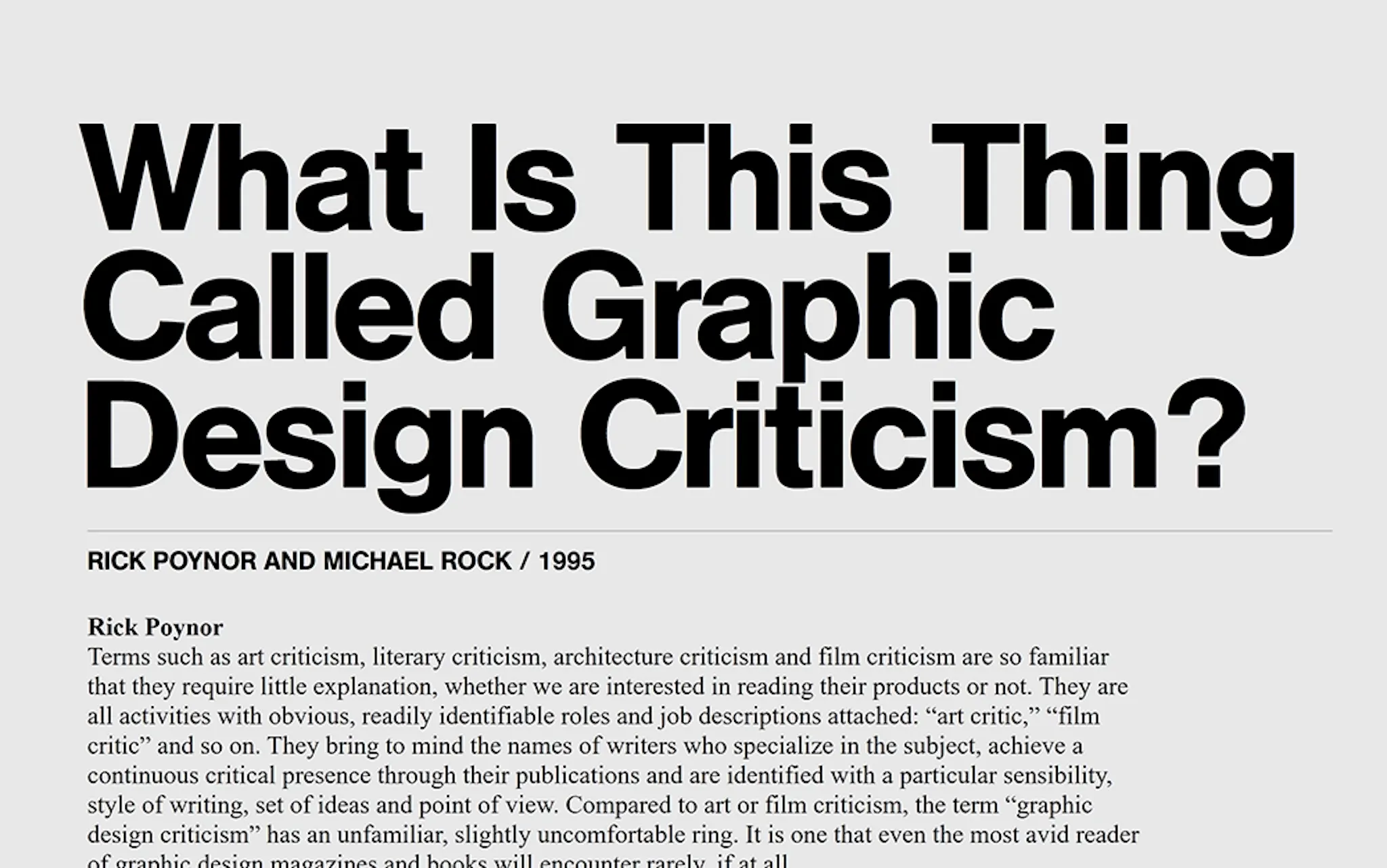 What Is This Thing Called Graphic Design Criticism?
