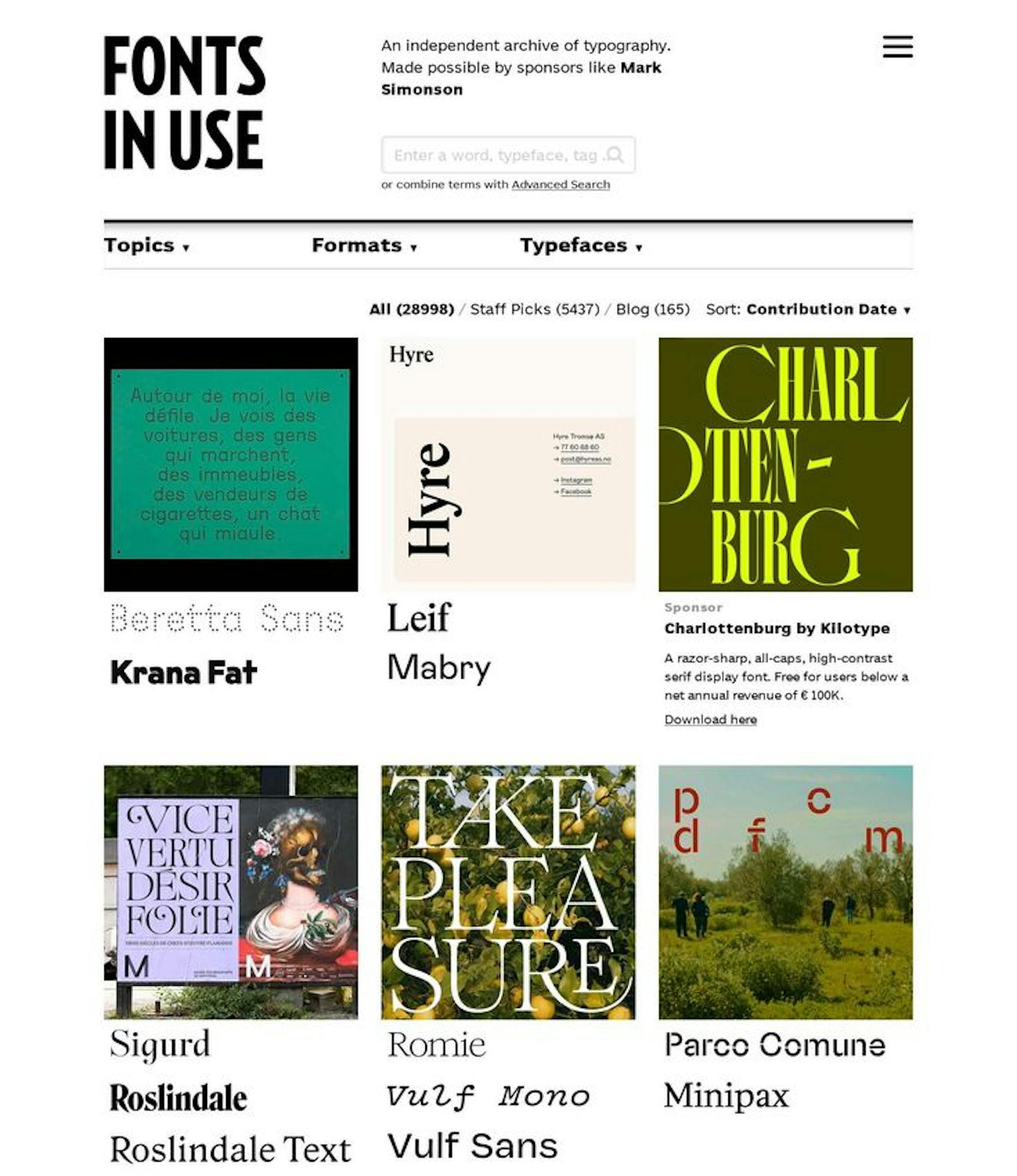 Fonts in use