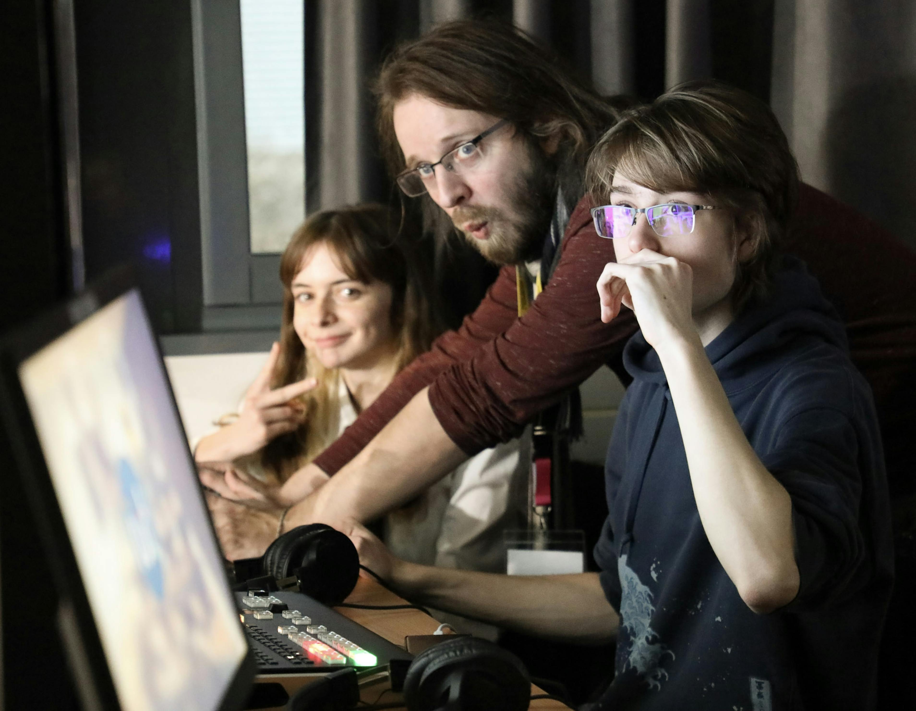 Paul Marchiset with Willy Yvart and Marie-Claire in front of a producing mixer