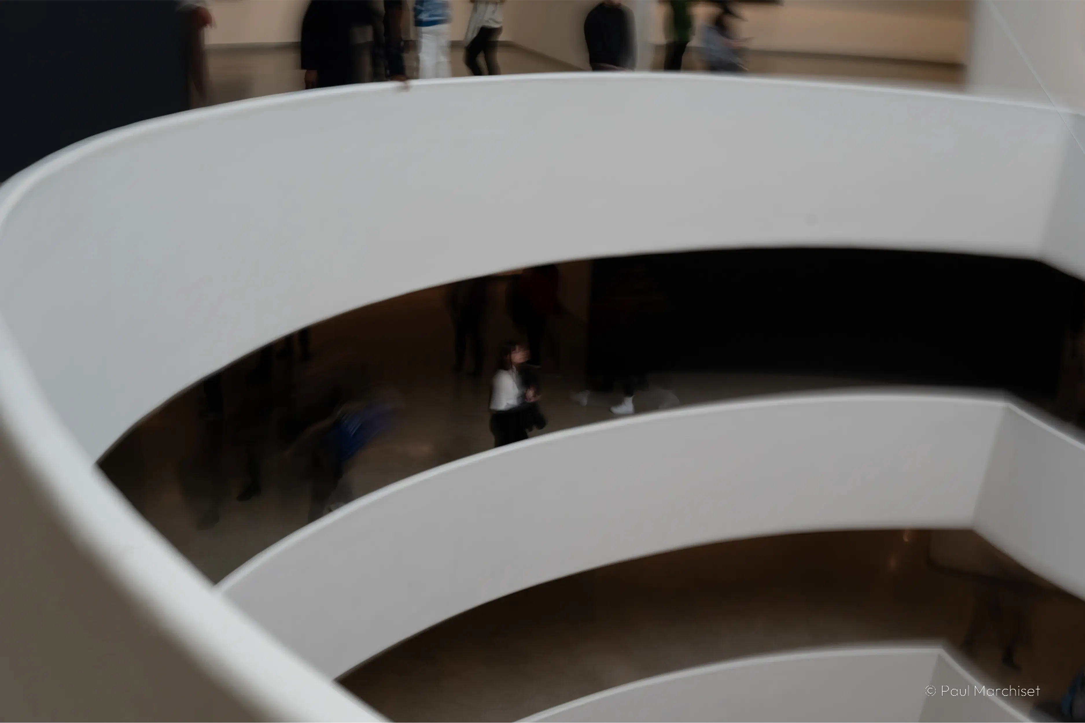 inside of the Guggenheim museum in New York with a lot of movement