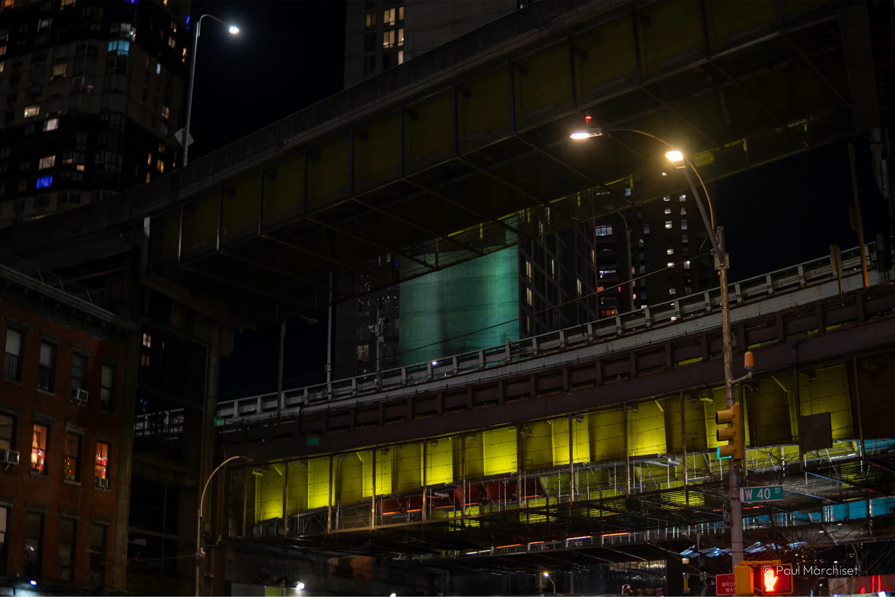 bridge lights by night