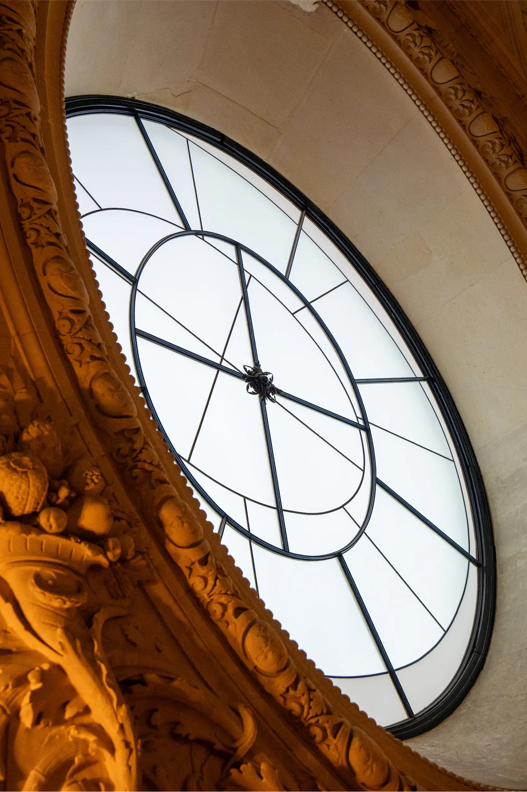 huge circular window tinted gold