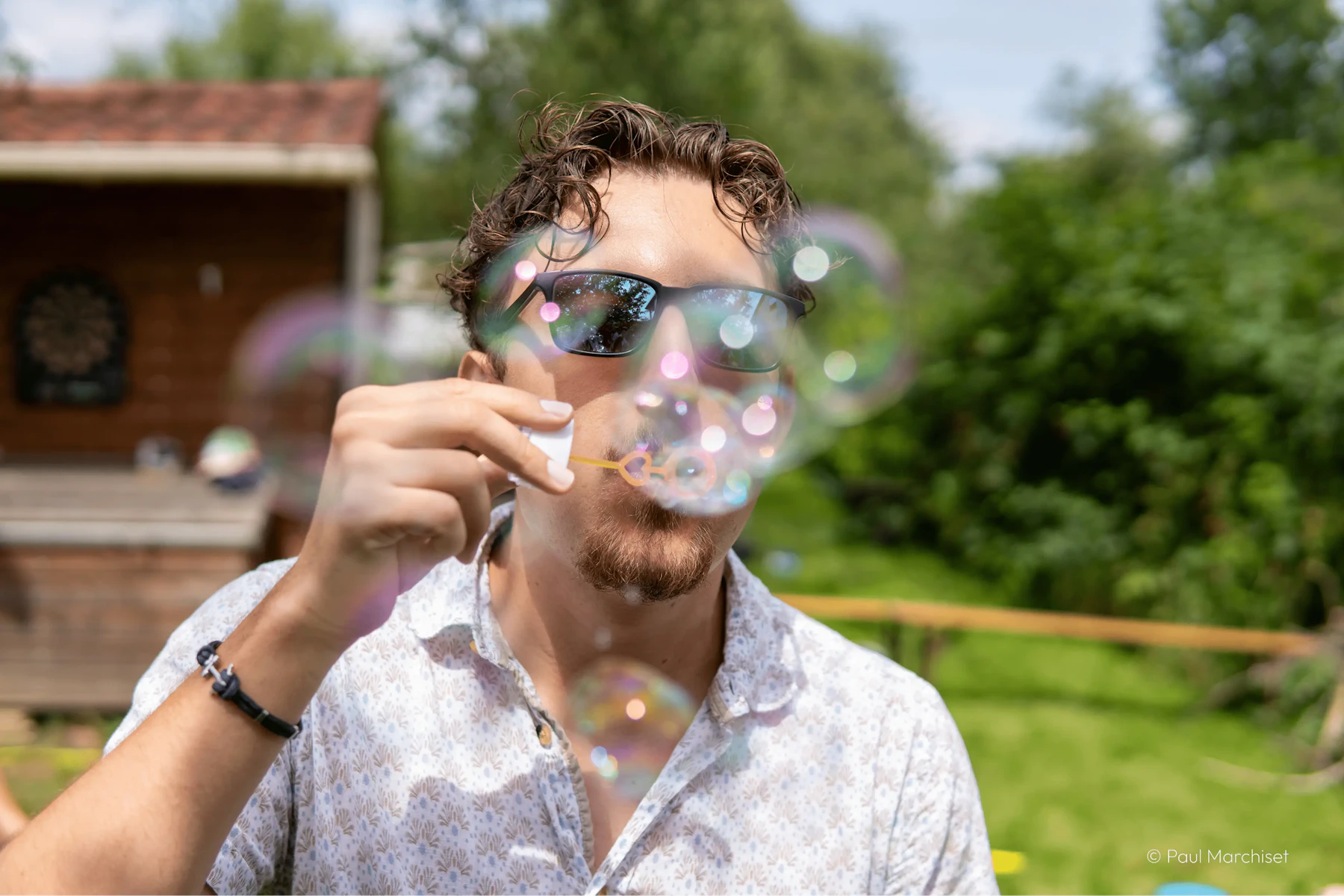 my friend victor throwing bubble of water