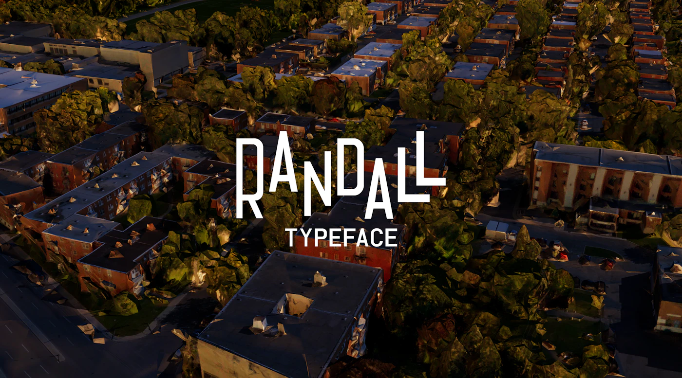 Randall Typeface designed by Paul Marchiset - typography on a 3d map by Bing Map