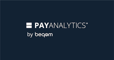 PayAnalytics by beqom white logo on a dark background.