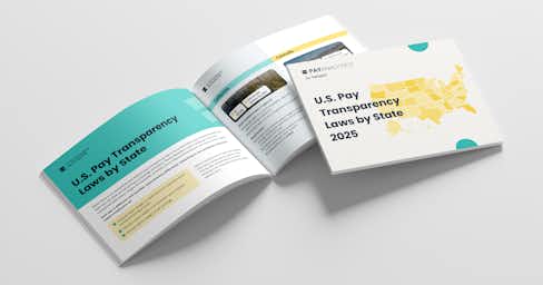 Open booklet of the PayAnalytics' guide to U.S. pay transparency laws by state.