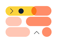 Gráfico con formas abstractas amarillas y naranjas.
