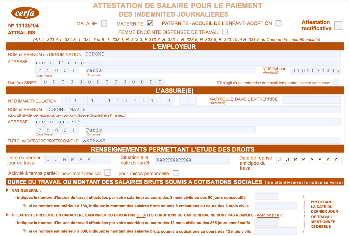L'attestation De Salaire S6202 Complétée Par Votre Employeur