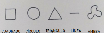 Formatos presentados: cuadrado; círculo; triángulo; línea; ameba