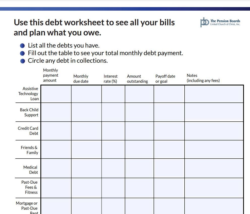 PB Debt Worksheet