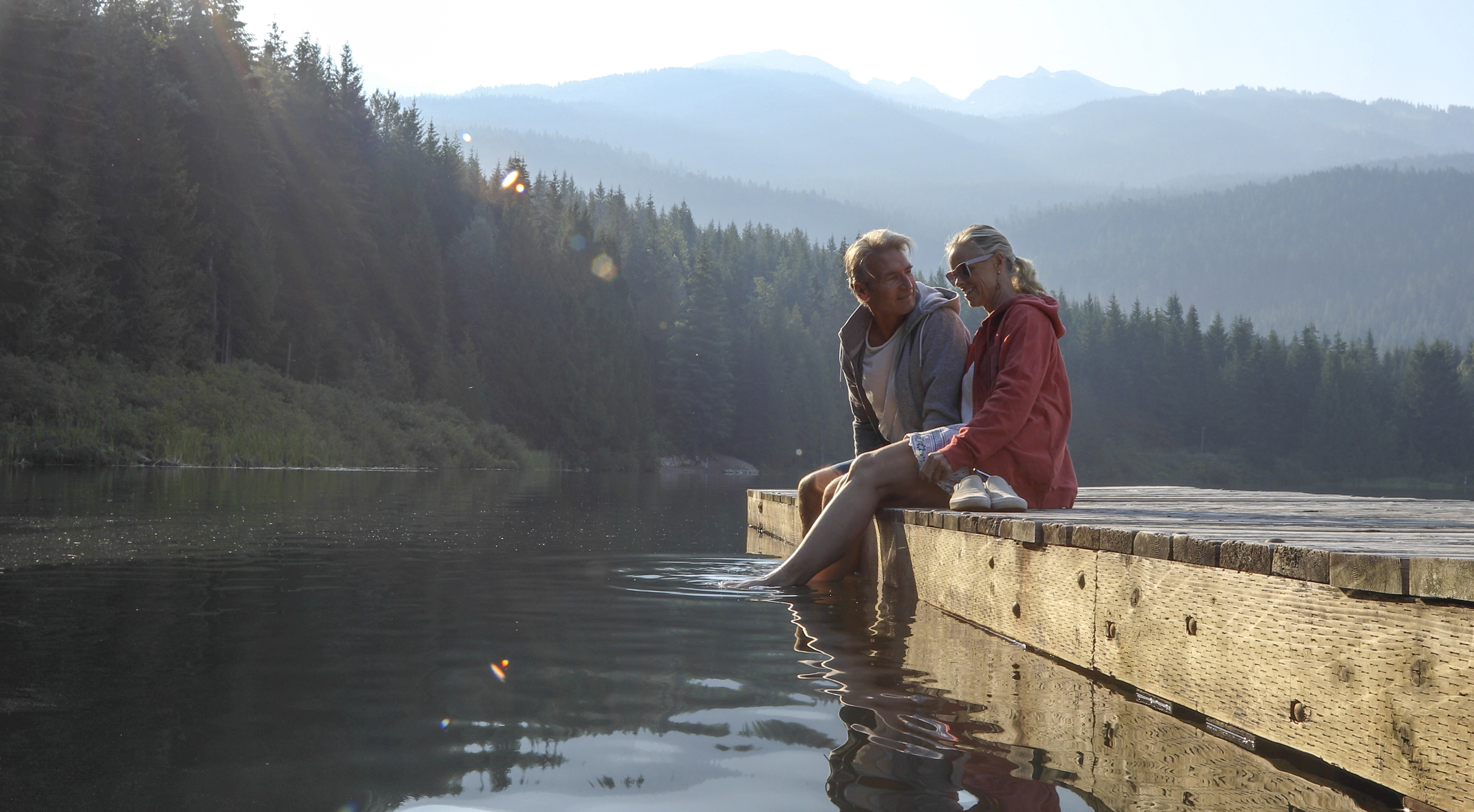 mature couple on dock