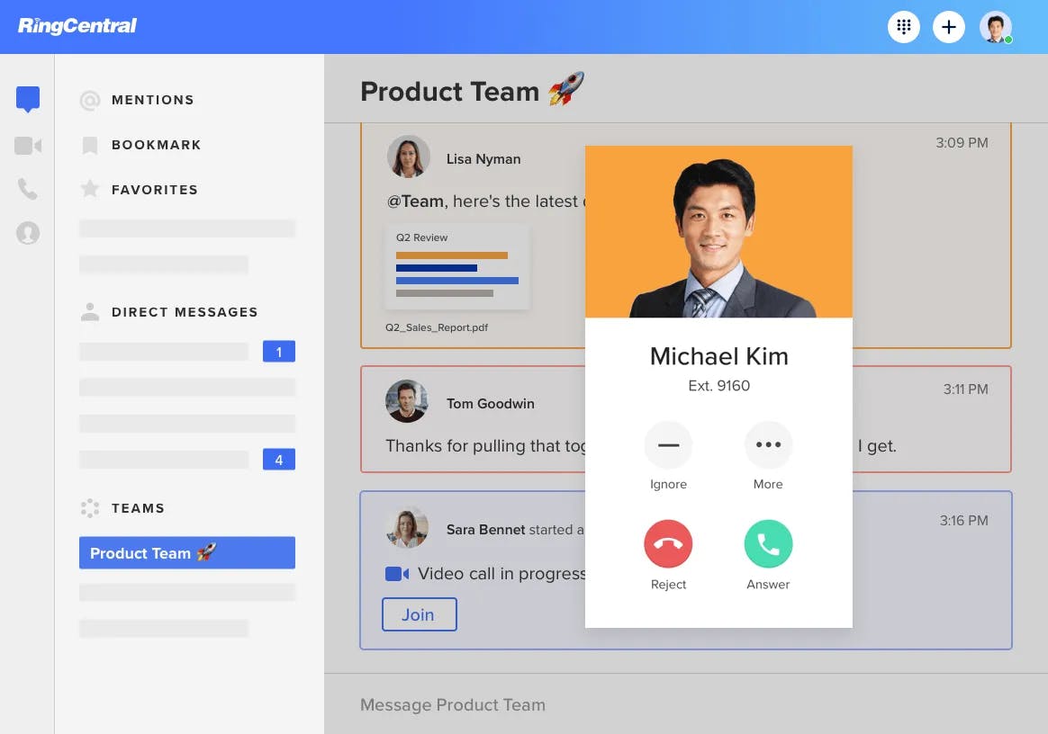 Ring Central communication platform