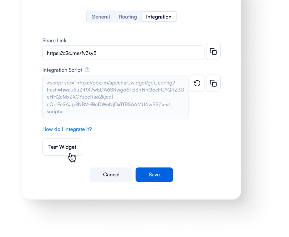 launch and test contact us web widget
