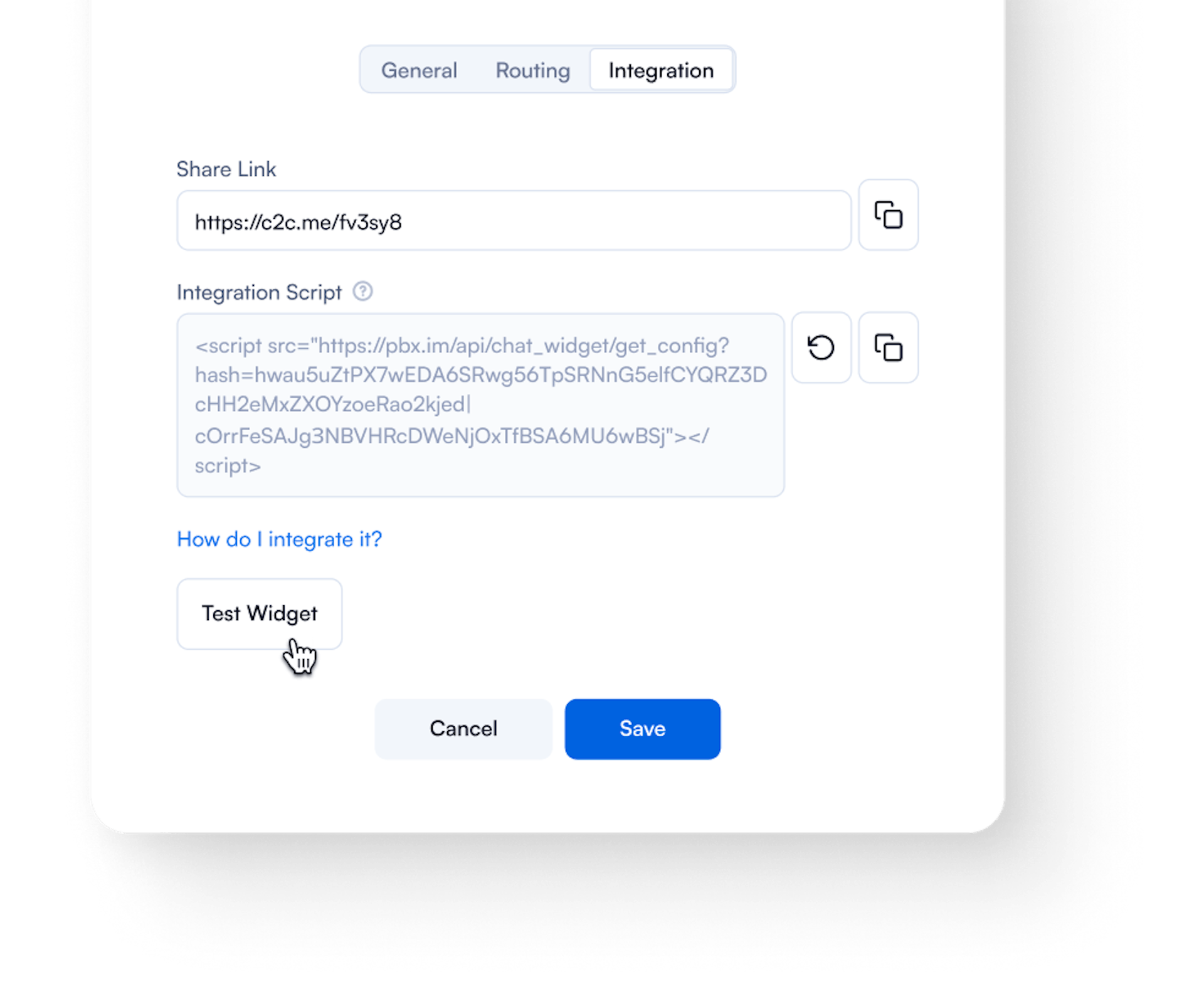 launch and test contact us web widget