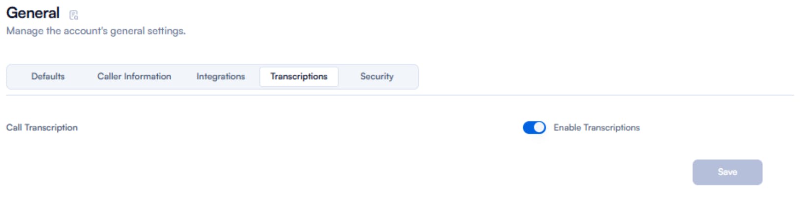 PBX.IM Transcription feature setup