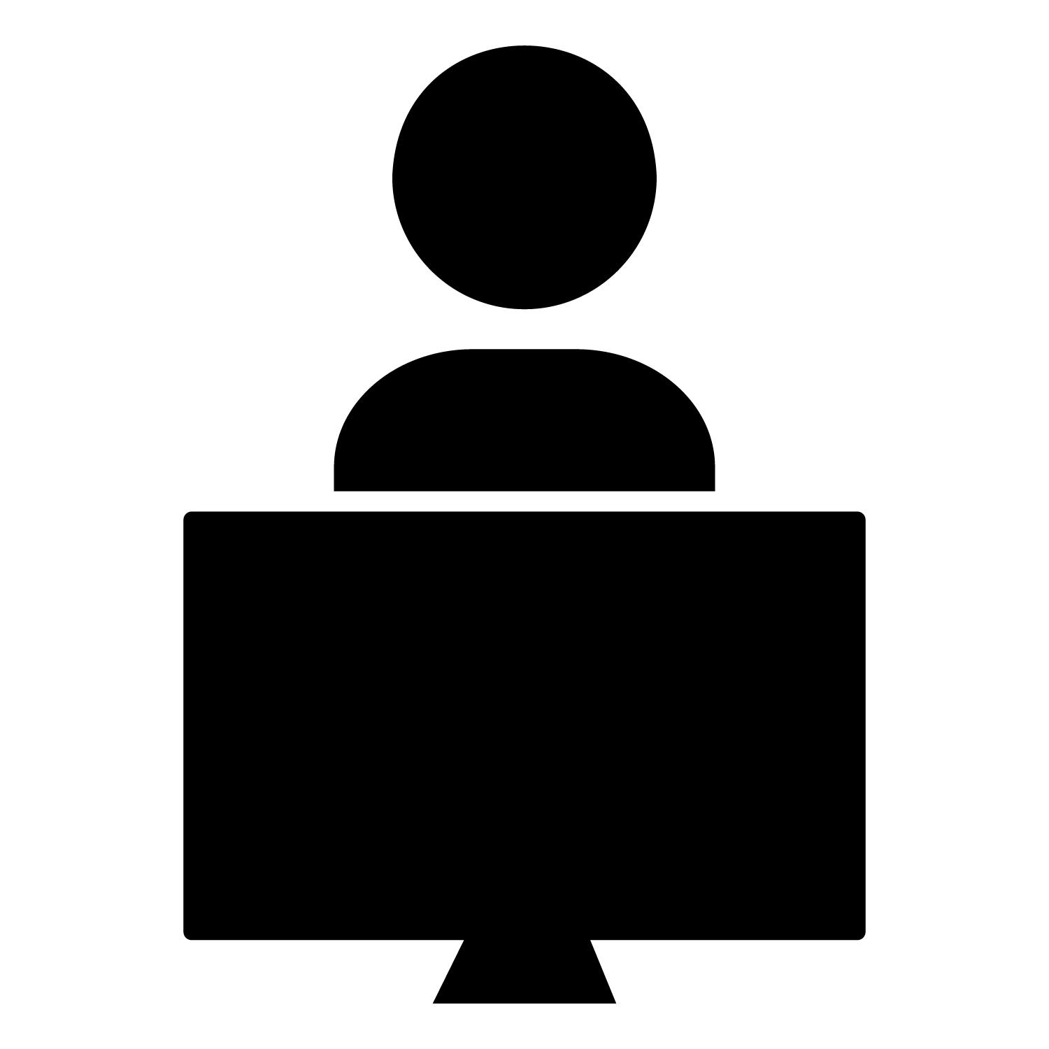 Icon of person looking at a monitor