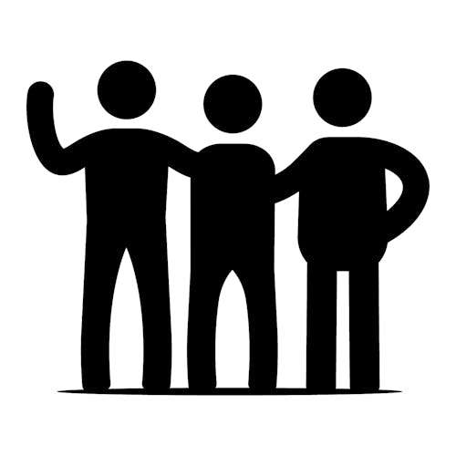 Icon of three people with their arms round each other.