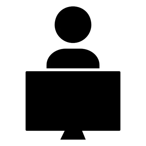 Icon of person sitting at computer.