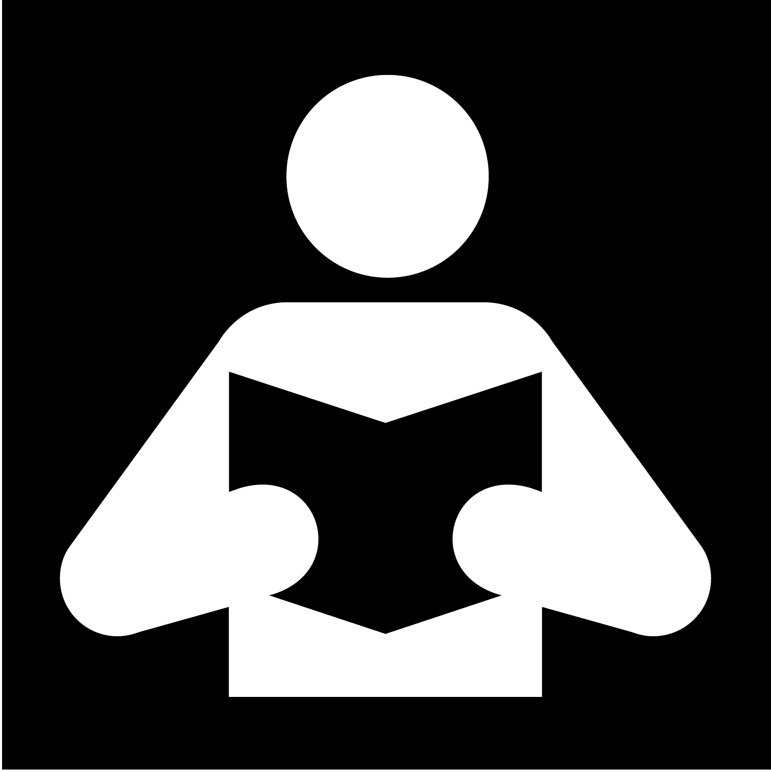 Icon of a person holding a book.