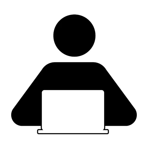 Icon of a person working on a laptop.