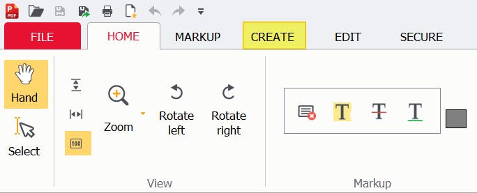 PDF Pro Create tab highlighted. 