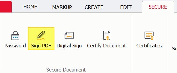 Sign PDF button highlighted in PDF Pro.