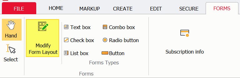 Modify Form Layout button in PDF Pro is highlighted. 